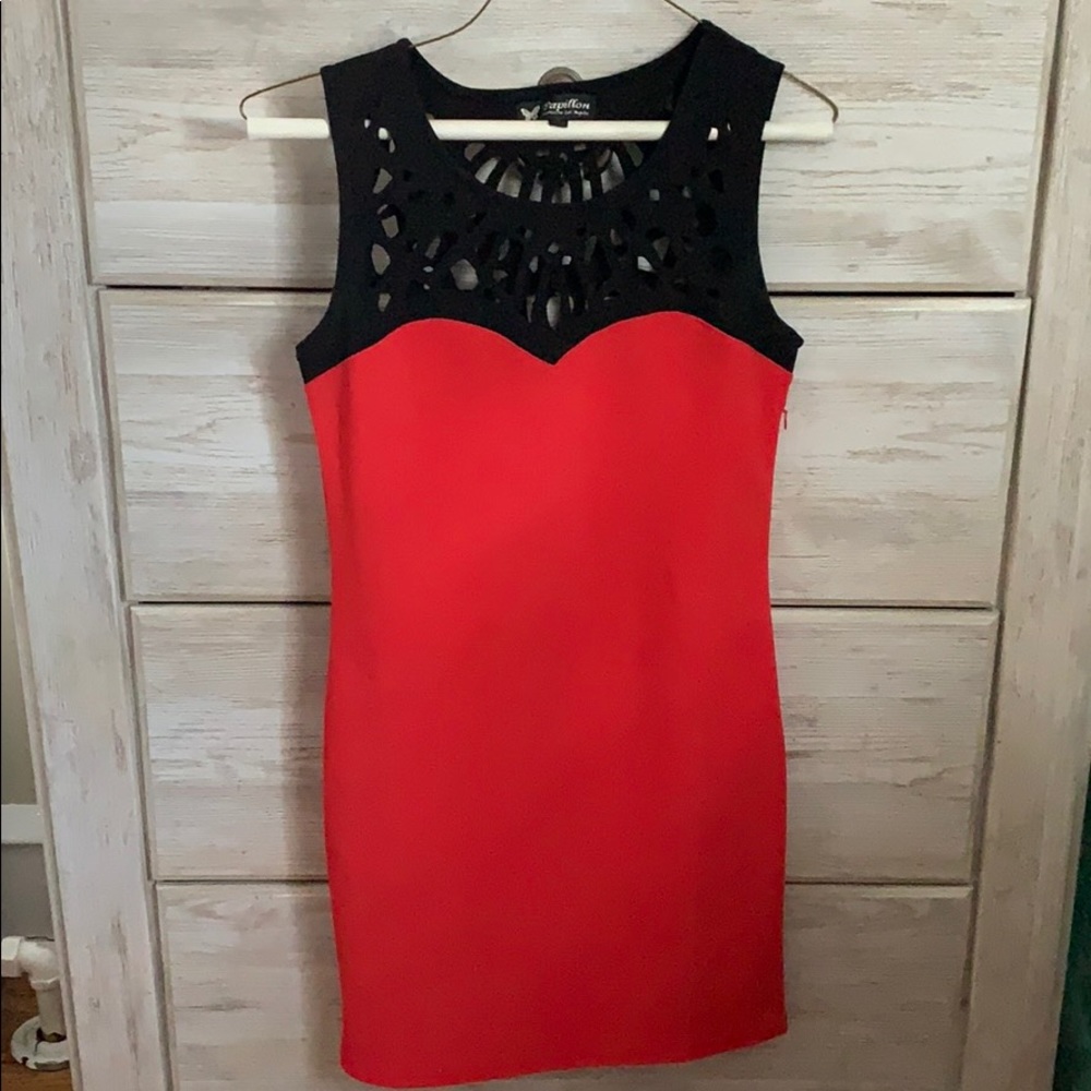 Red and black dress